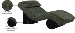 Meridian Furniture Marcella Art Deco Chaise Lounge with Sculptural Curves Plush Upholstery and Solid Wood Base Green 33086 33086Green