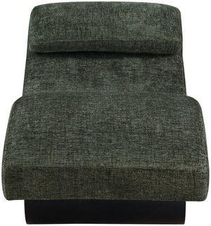 Meridian Furniture Marcella Art Deco Chaise Lounge with Sculptural Curves Plush Upholstery and Solid Wood Base Green 33086 33086Green