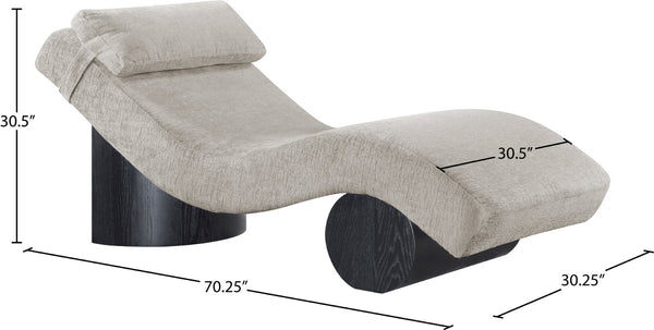 Meridian Furniture Marcella Art Deco Chaise Lounge with Sculptural Curves Plush Upholstery and Solid Wood Base Grey 33086 33086Grey