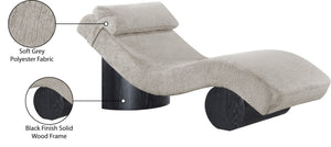 Meridian Furniture Marcella Art Deco Chaise Lounge with Sculptural Curves Plush Upholstery and Solid Wood Base Grey 33086 33086Grey