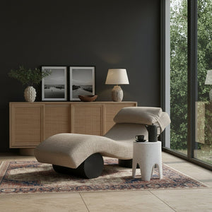Meridian Furniture Marcella Art Deco Chaise Lounge with Sculptural Curves Plush Upholstery and Solid Wood Base Grey 33086 33086Grey