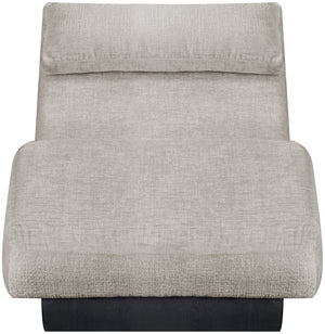 Meridian Furniture Marcella Art Deco Chaise Lounge with Sculptural Curves Plush Upholstery and Solid Wood Base Grey 33086 33086Grey