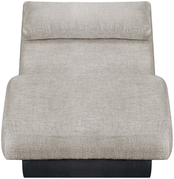 Meridian Furniture Marcella Art Deco Chaise Lounge with Sculptural Curves Plush Upholstery and Solid Wood Base Grey 33086 33086Grey
