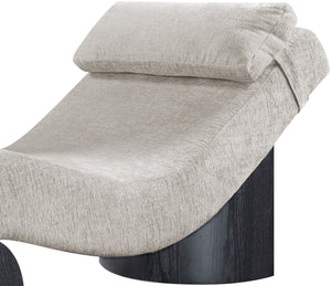 Meridian Furniture Marcella Art Deco Chaise Lounge with Sculptural Curves Plush Upholstery and Solid Wood Base Grey 33086 33086Grey