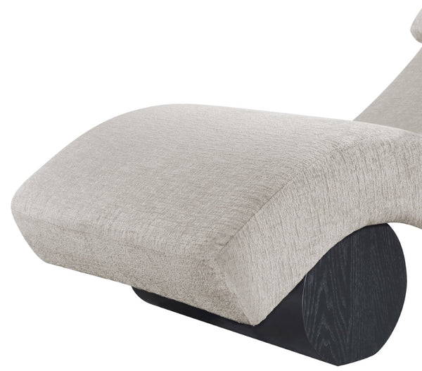 Meridian Furniture Marcella Art Deco Chaise Lounge with Sculptural Curves Plush Upholstery and Solid Wood Base Grey 33086 33086Grey