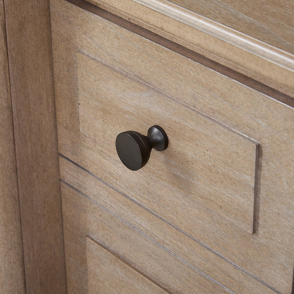 English Elm Small Breakfront Dresser with Mindi Veneer, Warm Neutral Finish, 7 Drawers, Tapered Legs, Elegant Storage Options Sand 62 L x 23.5 W x 36 H B2699P360160