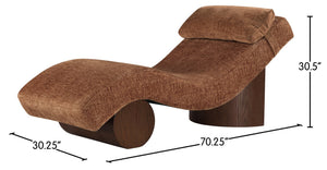 Meridian Furniture Marcella Art Deco Chaise Lounge with Sculptural Curves Plush Upholstery and Solid Wood Base Cognac 33087 33087Cognac