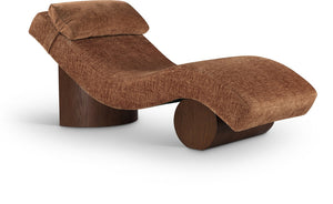 Meridian Furniture Marcella Art Deco Chaise Lounge with Sculptural Curves Plush Upholstery and Solid Wood Base Cognac 33087 33087Cognac