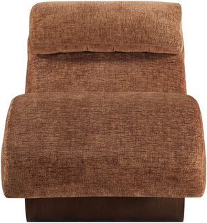 Meridian Furniture Marcella Art Deco Chaise Lounge with Sculptural Curves Plush Upholstery and Solid Wood Base Cognac 33087 33087Cognac