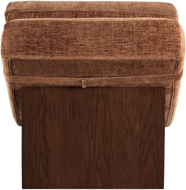 Meridian Furniture Marcella Art Deco Chaise Lounge with Sculptural Curves Plush Upholstery and Solid Wood Base Cognac 33087 33087Cognac