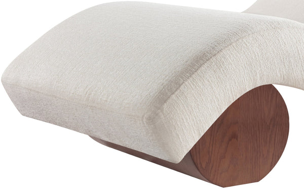 Meridian Furniture Marcella Art Deco Chaise Lounge with Sculptural Curves Plush Upholstery and Solid Wood Base Cream 33087 33087Cream