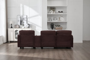 English Elm United L-Shaped Multifunctional Corduroy Sofa: 4-Seater With Usb Ports, Cup Holders & Storage Solutions W1568S00220-GIGA