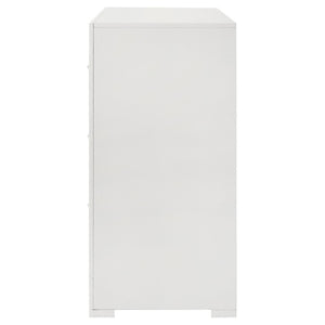 English Elm Pierce Six Drawer Diamond Embossed Dresser with Sleek High Sheen Finish for Modern Bedrooms Gloss White B062P447669