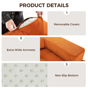 English Elm 101" Modular Cloud Sectional Corduroy Upholstered Sofa Reversible Chaise Living Room Orange W1170S00054