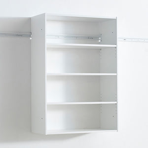 English Elm Devi White Wall Mounted Wood Closet System with Oak Finish, Durable Melamine, Ample Modular Storage B040S00113