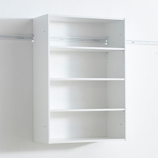 English Elm Devi White Wall Mounted Wood Closet System with Oak Finish, Durable Melamine, Ample Modular Storage B040S00113