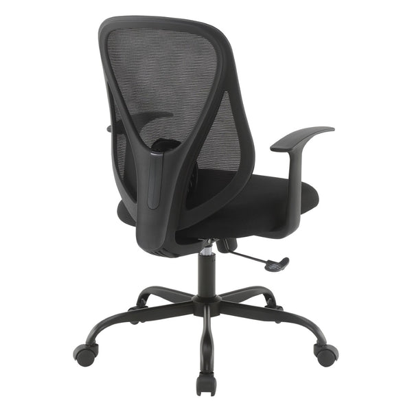 OSP Home Furnishings Ventilated Mesh Back Ergonomic Office Chair with Lumbar Support and Cushioned Fabric Seat EM14623-3