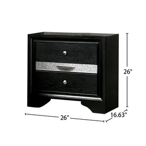 English Elm 3 Drawers Wooden Nightstand In Sleek Black Finish With Pewter Knobs - Stylish Storage Solution! B016P251507