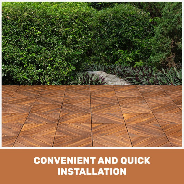 English Elm 27 Piece Acacia Hardwood Interlocking Patio Tiles Snap Together Outdoor Decking W2391P429280