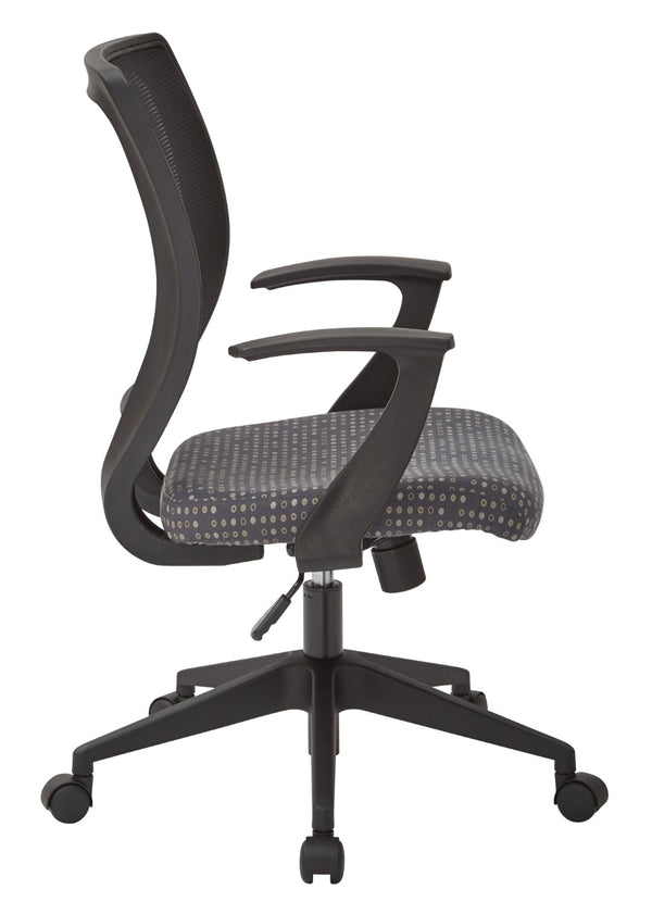 OSP Home Furnishings Screen Back Mesh Task Chair with Lumbar Support and T Arms for Home Office Use Ash EM51022N-K102