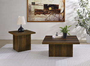 English Elm Square Dark Pine Plinth Base Coffee Table Rustic Industrial Living Room Accent B016P472950
