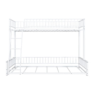 English Elm Twin XL over Queen Metal Bunk Bed with Ladder and Guardrails, Space-Saving Sturdy Frame for Kids and Guests White N709P277756K