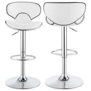 English Elm Edenton White Upholstered Adjustable Bar Stool Set of 2 — Swivel Leatherette Comfort, Metal Base Stable B062P344920