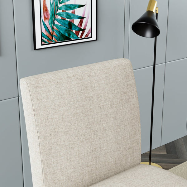 English Elm Fabric Accent Chair Set of 2 with Round Wood Table, Contemporary Armless Slipper Chairs for Small Spaces W1420P175368