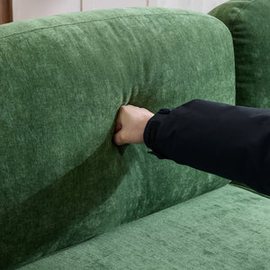 English Elm 103.15'' Chenille L-shaped Sectional Sofa with Detachable Pleated Skirt and Ottoman Green W3612S00046