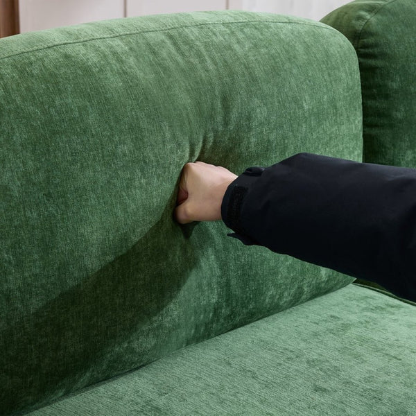 English Elm 103.15'' Chenille L-shaped Sectional Sofa with Detachable Pleated Skirt and Ottoman Green W3612S00046