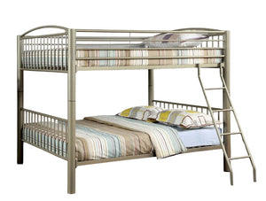 English Elm Metallic Gold Finish Contemporary Full-Over-Full Bunk Bed, Convertible to Two Beds, Movable Ladder B2741P353745