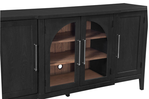 Basset Mirror Fynn Server: Elegant Two-tone Design With Adjustable Shelves For Modern Sophistication & Functionality Black Solid Wood,Oak Veneers,Glass 3310-dr-576