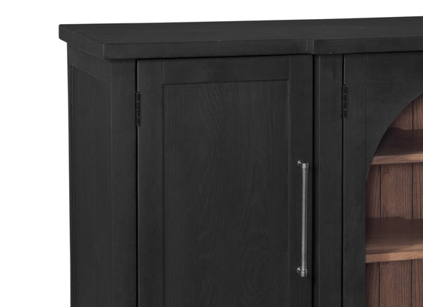 Basset Mirror Fynn Server: Elegant Two-tone Design With Adjustable Shelves For Modern Sophistication & Functionality Black Solid Wood,Oak Veneers,Glass 3310-dr-576