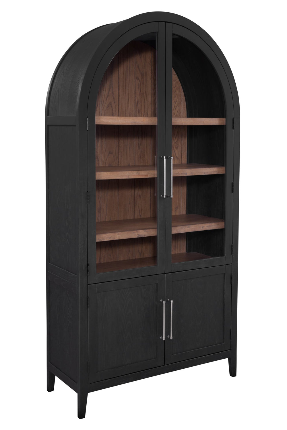Basset Mirror Fynn Display Cabinet - Modern Meets Traditional Elegance With Adjustable Shelves & Two-tone Finish Black Solid Wood,Oak Veneers,Glass 3310-lr-500