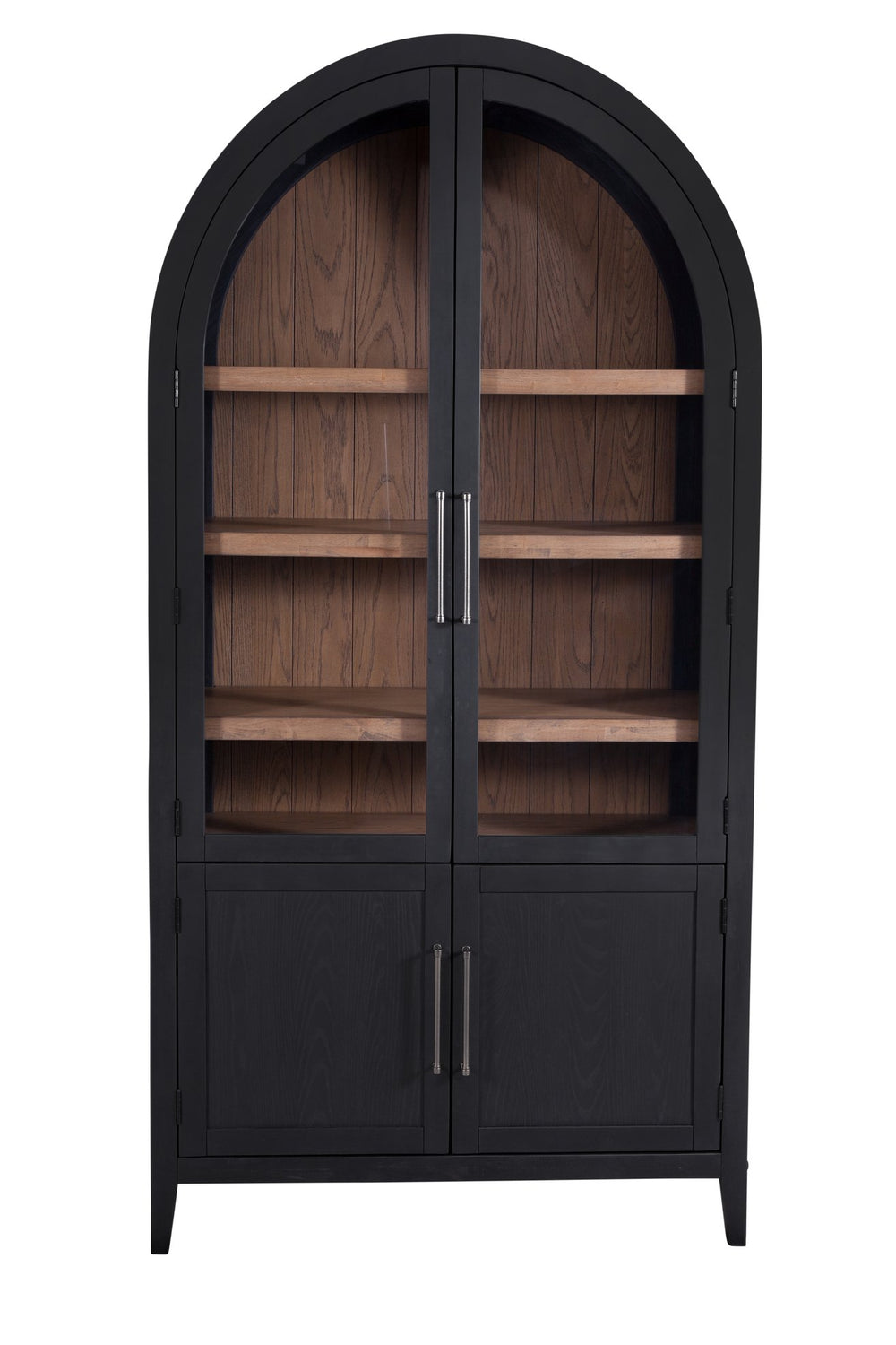Basset Mirror Fynn Display Cabinet - Modern Meets Traditional Elegance With Adjustable Shelves & Two-tone Finish Black Solid Wood,Oak Veneers,Glass 3310-lr-500