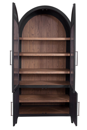 Basset Mirror Fynn Display Cabinet - Modern Meets Traditional Elegance With Adjustable Shelves & Two-tone Finish Black Solid Wood,Oak Veneers,Glass 3310-lr-500