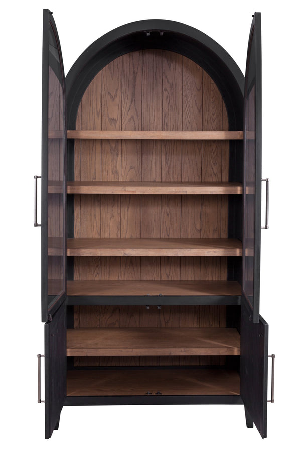 Basset Mirror Fynn Display Cabinet - Modern Meets Traditional Elegance With Adjustable Shelves & Two-tone Finish Black Solid Wood,Oak Veneers,Glass 3310-lr-500