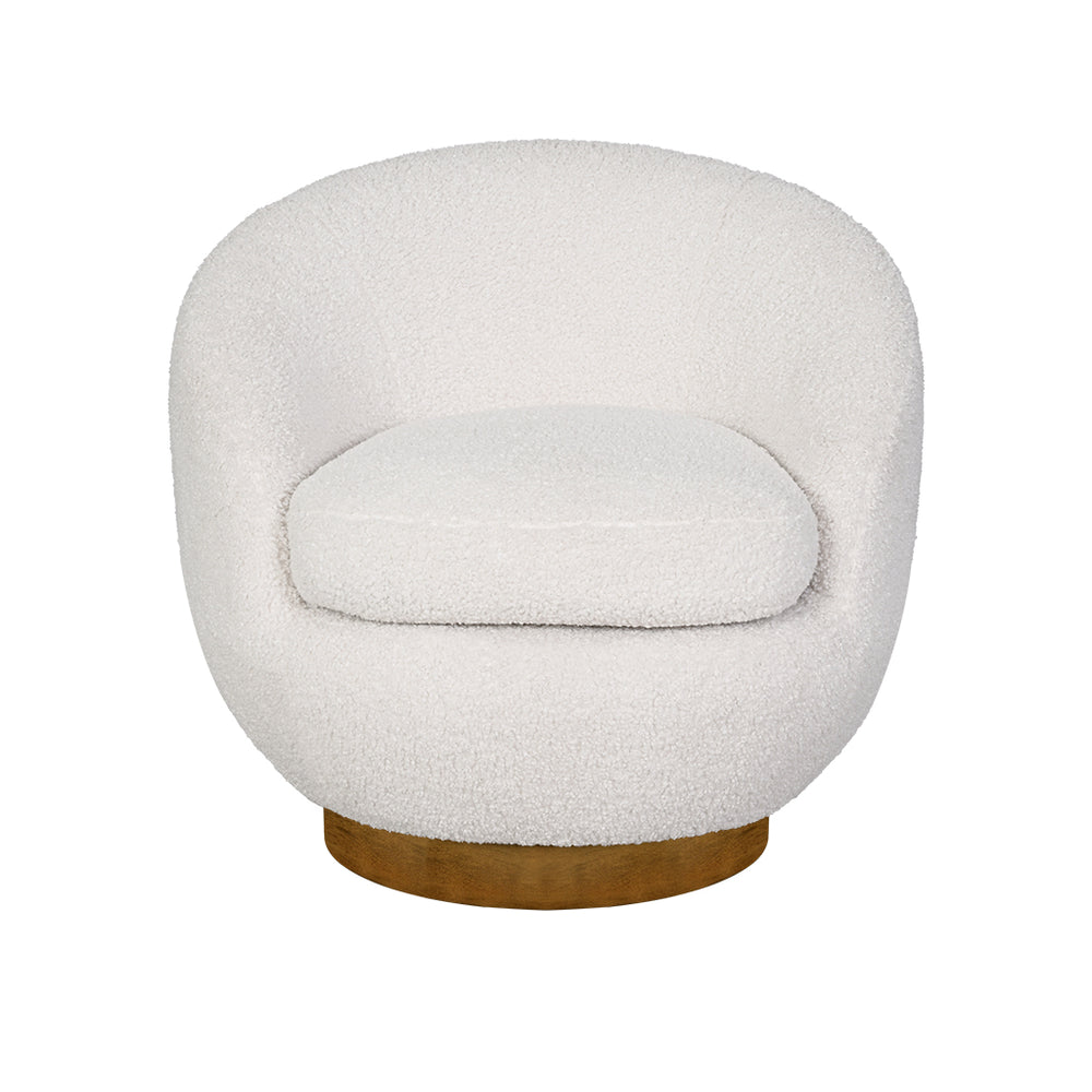 JLA Home INK+IVY - Shearling Barrel-Back Swivel Chair with 360° Wood Base — Plush Sherpa Upholstery, Mid-Century Flair Cream II103-0578