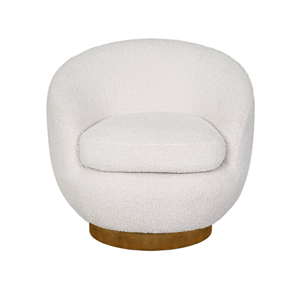 JLA Home INK+IVY - Shearling Barrel-Back Swivel Chair with 360° Wood Base — Plush Sherpa Upholstery, Mid-Century Flair Cream II103-0578