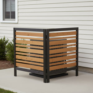 English Elm 2-panel Outdoor Wood Privacy Screen Slatted Fence for Ac Units and Patio Areas W2640P290610