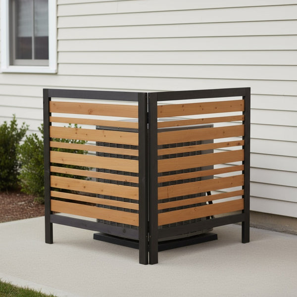 English Elm 2-panel Outdoor Wood Privacy Screen Slatted Fence for Ac Units and Patio Areas W2640P290610