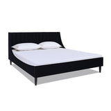 English Elm Aspen Vertical Tufted Headboard Platform Bed Set, King, Anthracite Black Velvet