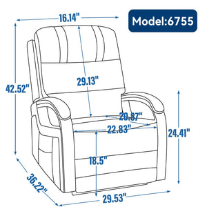 English Elm Power Lift Recliner Chair Chenille Upholstery Dual Motor Heat Massage Solid Wood Arms Blue W1803S00067