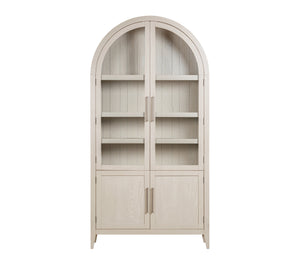 Basset Mirror Fynn Light Oak Display Cabinet - Modern Meets Traditional With Adjustable Shelves & Antique Nickel Accents Gray Wood,Glass 3311-lr-500