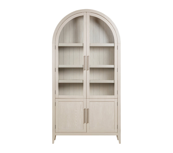 Basset Mirror Fynn Light Oak Display Cabinet - Modern Meets Traditional With Adjustable Shelves & Antique Nickel Accents Gray Wood,Glass 3311-lr-500