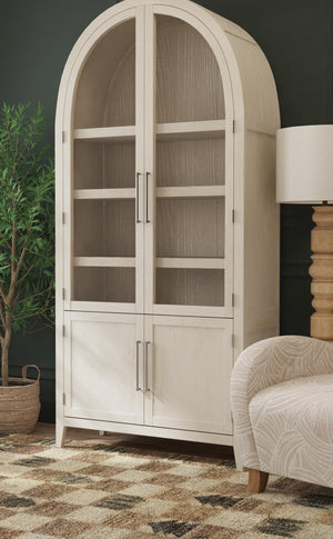 Basset Mirror Fynn Light Oak Display Cabinet - Modern Meets Traditional With Adjustable Shelves & Antique Nickel Accents Gray Wood,Glass 3311-lr-500