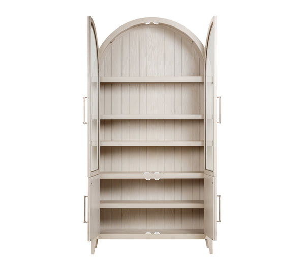 Basset Mirror Fynn Light Oak Display Cabinet - Modern Meets Traditional With Adjustable Shelves & Antique Nickel Accents Gray Wood,Glass 3311-lr-500