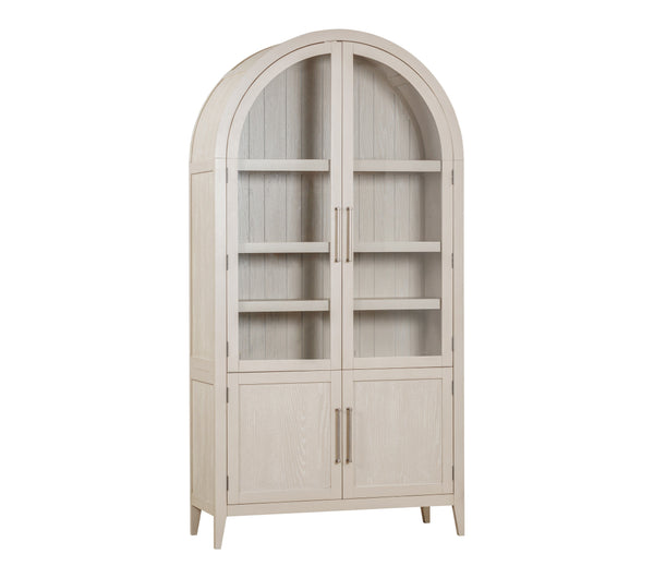 Basset Mirror Fynn Light Oak Display Cabinet - Modern Meets Traditional With Adjustable Shelves & Antique Nickel Accents Gray Wood,Glass 3311-lr-500