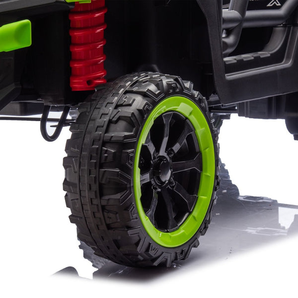 English Elm 24v Two Seat Kids Electric Dump Truck Six Wheel 4wd Utv with Parental Remote Green W1578P268992