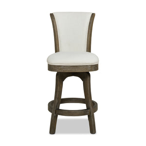 English Elm Jennifer Taylor Home - Henry 27" Armless Swivel Counter Height Bar Stool Heathered Linen Upholstered High Back Support White B2719P238375
